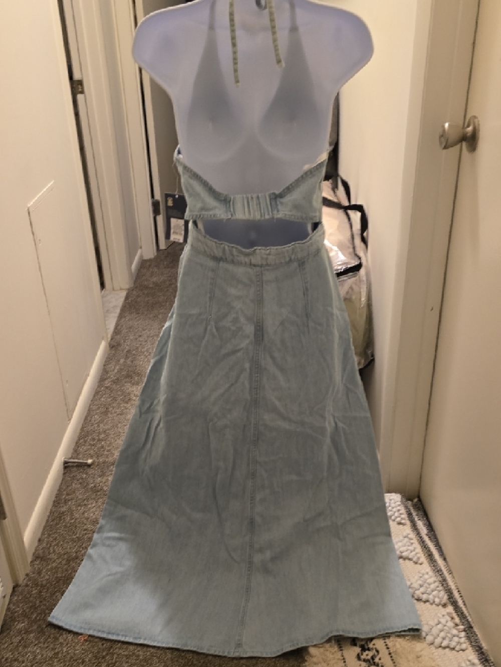 Universal Thread Light Blue Denim Halter Maxi Dress - Picture 5 of 5